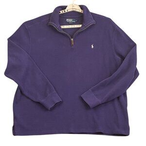 Polo Ralph Lauren Mens XL Purple 1/4 Zip Mock Neck 100% Cotton Pullover Sweater